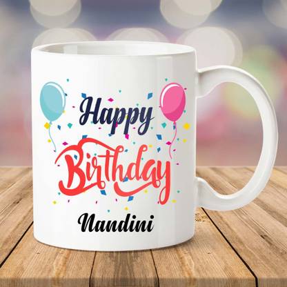 IBGift Happy Birthday Nandini Printed Coffee, White Ceramic Coffee Mug