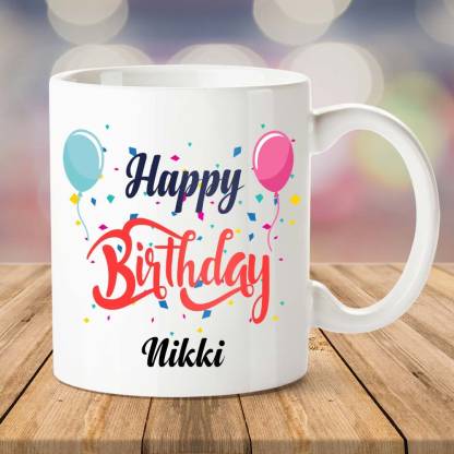 IBGift Happy Birthday Nikki Printed Coffee, , White Ceramic Coffee Mug