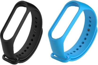CPERA TPU Silicon Band Strap for Mi 3.Mi Band 3 Combo (Black +Blue) Smart Band Strap
