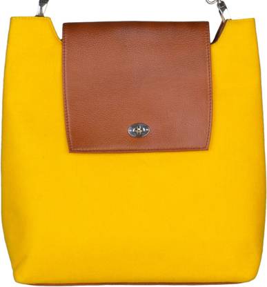 Artilea Womens Leather Handbag - Polyester Felt Bag - Yellow Color Shoulder Bag