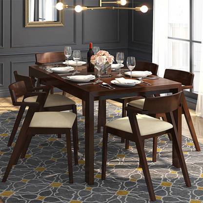 Urban Ladder Vanalen Extendable Glass Top Glass 6 Seater Dining Table