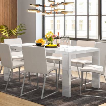 Urban Ladder Kariba High Gloss Engineered Wood 6 Seater Dining Table In India At Flipkart Com Urban Ladder Kariba High Gloss, High Gloss White Dining Table And Chairs