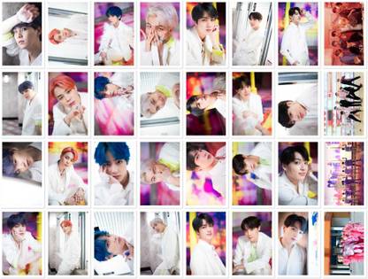 BTS Boy with love Photo Postcard Lomo Cards (Set of 32) with 5 Photo Clips and 1 String Fine Art Print