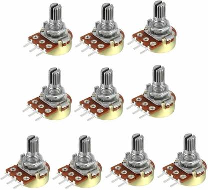 EPICTAC 10K Potentiometer B10K Ohm Linear Taper Rotary Metal Shaft Potentiometer (10 Pcs) Electronic Components Electronic Hobby Kit