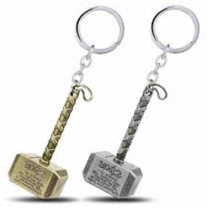 SF metal marvel Thor Hammer combo keychain Locking Key Chain (Silver, Gold) Key Chain
