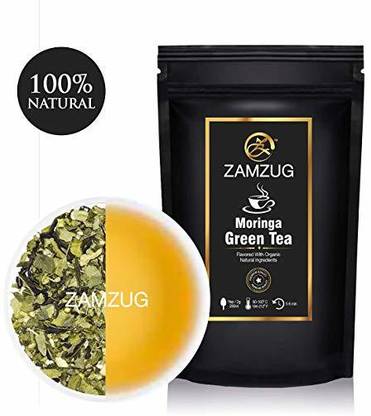 zamzug Moringa Green Tea - Antioxidants and Detox Tea for Weight Loss Peppermint Herbal Tea Pouch