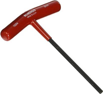 BONDHUS 15264 5.0mm Hex T-Handle 6" Length Allen Key Set