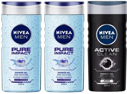 Nivea Men Pure Impact and Active Clean Shower Gel
