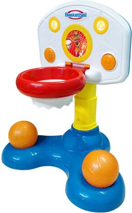 TOYSHINE Basketball Hoop for Kids Toddlers, Infant 2 in 1 Sports Toy Set, with Light and Music Sound Effect Basketball