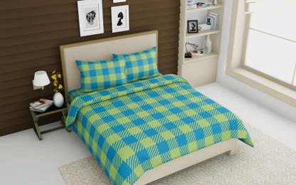 Skytex 160 TC Cotton Double Checkered Flat Bedsheet