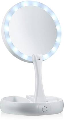 OCTOPUSPRIME Double Sided LED Mirror 10x Magnification Vanity Mirror Compact