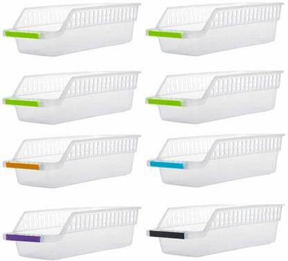Saiyam Fridge Space Saver Basket Tray,multicolor (set of 8) Fridge Door Shelf