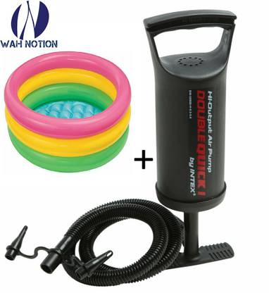 Wah Notion Hand Air Pump + Kids Bath Tub 3 feet. Multi Color For Inflate Hit Me Toys, Bath Tub, Air Sofa And Air Bed (Pack Of 2 )Combo Inflatable Pool Accessory