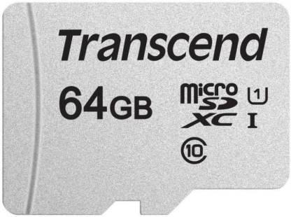 Transcend 300S 64 GB MicroSDXC Class 10 95 MB/s  Memory Card