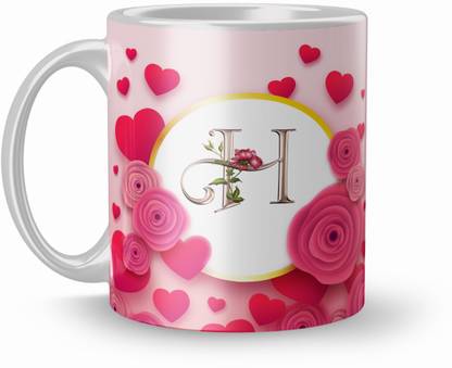 Dreamcart Letter H Alphabet Gift For Men 330Ml Multicolor (Mug2317) Ceramic Coffee Mug
