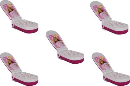 AutoVHPR Set of 5 Small Flip Up Barbi Caller Tunes Cell Phone Toy for Small Girls Plays Music