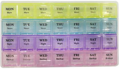 Luxula 7 Day 7 Days Medicine Pill Container Box with 4 Time Schedule Pill Box
