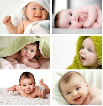 Set of 6 Cute Baby Combo Posters | Smiling Baby Poster | Poster for Pregnant Women | HD Baby Wall Poster for Room decor (12x18-Inch, 300GSM Thick Paper, Gloss Laminated) Paper Print