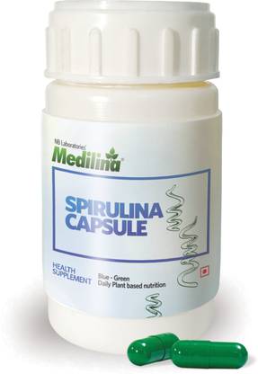 Medilina Organic Spirulina Capsules- 120 Capsules(500 Mg each) Plant-Based Protein