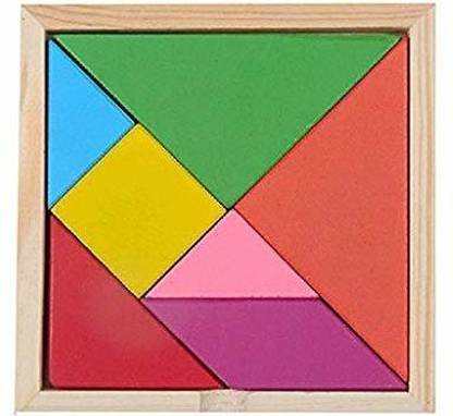 WHITE POPCORN Wooden Tangram Puzzle Educational Toy For Kids (7 Pieces)