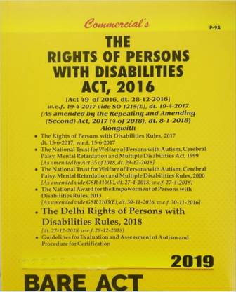 The Rights Of Persons With Disabilities Act, 2016 Bare Act English 2019 Edition
