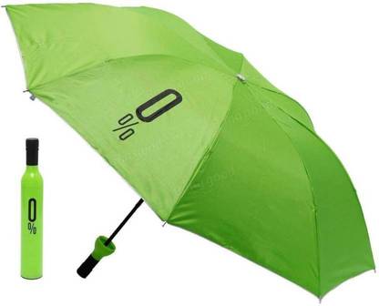 Zeom Bottle Shape Slim Umbrella 3 Fold, Wind Proof, Compact Umbrella (Green) Umbrella