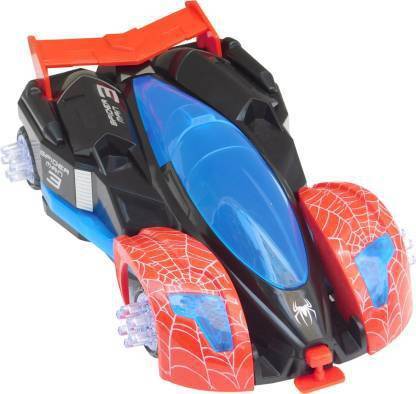 IMSZZ TRADING Spider Man Deformation Bump & Go Friction Powered Super Speed 3D Police Vehicle Model with LED Light and Music/ Spider-Man Toy Car