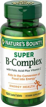 Nature's Bounty Super B-Complex with Folic Acid Plus Vitamin C, 150 Coated Tablets