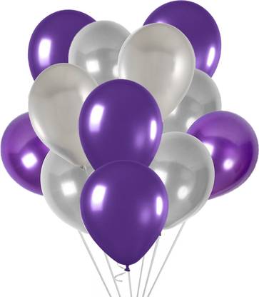 Bash N Splash Solid (25 Silver + 25 Purple) Metallic Happy Birthday Balloon Balloon