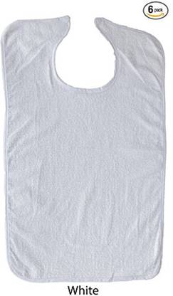 Personal Touch Health Care Apparel Adult Terry Cloth Bib With Velcro Closure Size 18 X 30 - 6 Pack (White)
