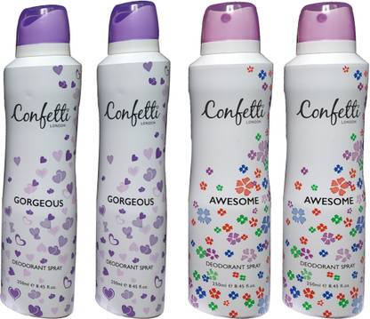 Confetti LONDON 2 GORGEOUS 2 AWESOME (PACK OF 4) Deodorant Spray  -  For Women