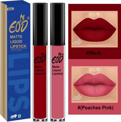 EOD Elite Collection Long Lasting Waterproof 100% Vegan Made in India Matte Liquid Lipstick Combo of 2 Lip Gloss Set no 110