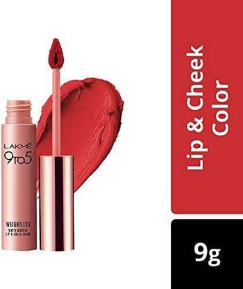 Lakmé 9 to 5 Weightless Matte Mouse Lip and Cheek Color, Rouge Satin, 9g