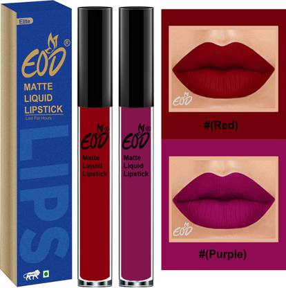 EOD Elite Collection Long Lasting Waterproof 100% Vegan Made in India Matte Liquid Lipstick Combo of 2 Lip Gloss Set no 118