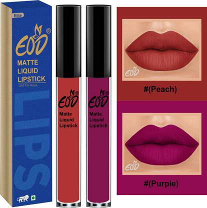 EOD Elite Collection Long Lasting Waterproof 100% Vegan Made in India Matte Liquid Lipstick Combo of 2 Lip Gloss Set no 160