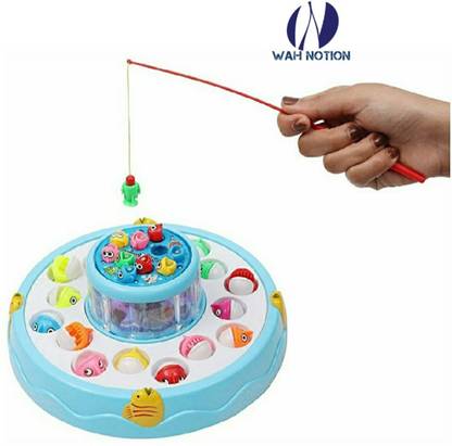 Wah Notion Fishing Fish-Catching Game with 26 Pieces Fishes, with Music and Light Party & Fun Board Game
