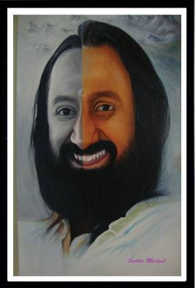 SHREE SHREE RAVI SHANKAR SA 300 GMS PAPER POSTER WITH FRAME Photographic Paper
