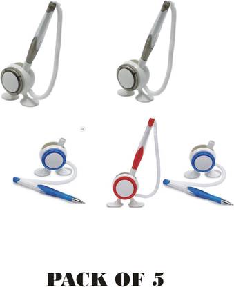 RDXPLUS Stand-Ballpoint Desk Pen With Stand for Office Table Pen With String and Stick On Base PACK OF 5 Ball Pen