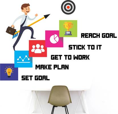 StickMe 90 cm Goal - Office Inspirational Motivation Wall Sticker -SM717 Self Adhesive Sticker