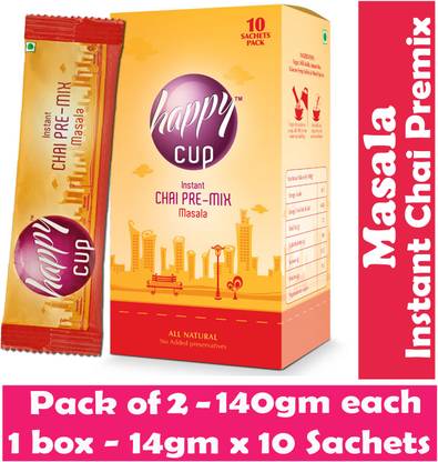 HAPPY CUPS Masala Instant Chai Premix (Pack of 2 - 140gm each) Assorted Masala Tea Box