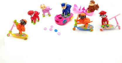 EMOB Dog Petrol Team Rescue Play Set with Shooting Pull Back Car and Seesaw Toy