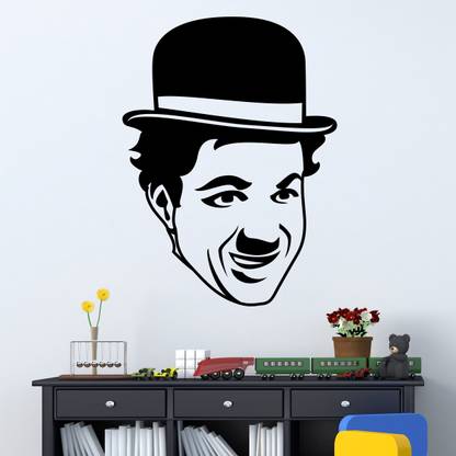 Divine studio 55 cm Charlie chaplin clipart Wall Stickers for Living Room Leaves Falling Sofa TV Background Better Life Quote Self Adhesive Sticker