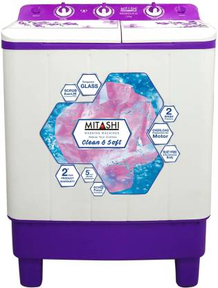MITASHI 7.2 kg Semi Automatic Top Load Washing Machine Purple, White