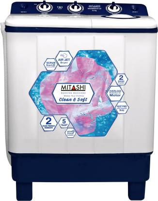 MITASHI 6.5 kg Air Jet Dryer Semi Automatic Top Load Washing Machine White, Blue