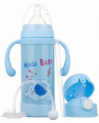 croox Feeding Bottle Stainless Steel Thermos cup Child Straw Double-layer Mug Bottle Boxed For kid baby - 220