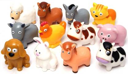 Boley 12 Piece Farm Animal Bath Bucket - Farm Animal Toy Bucket Features Bath Toy