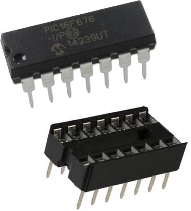 e4u PIC16F676 8 Bit 20Mhz Flash Based CMOS Microcontroller IC + IC Base Electronic Components Electronic Hobby Kit