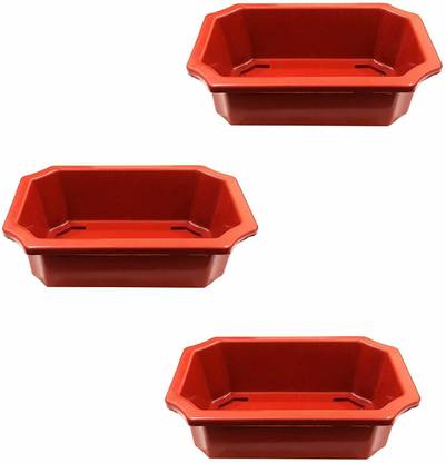 ShopMeFast Plastic Imperial Rectangular Bonsai Tray(3) Plant Container Set