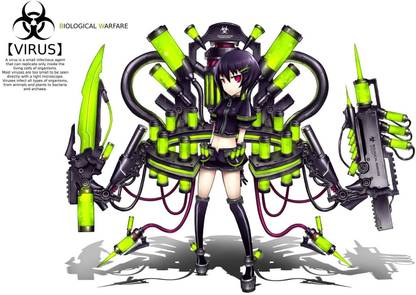 Athah Anime pixiv: Moefication Of Chemicals Green Girl Original Gia Moefication Virus Biological Warfare 13*19 inches Wall Poster Matte Finish Paper Print