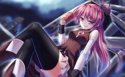 Athah Anime Puella Magi Madoka Magica Kyōko Sakura Pink Hair Pantyhose Long Hair Cup 13*19 inches Wall Poster Matte Finish Paper Print